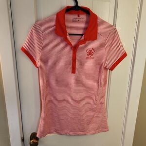 Red and White Striped Polo Shirt